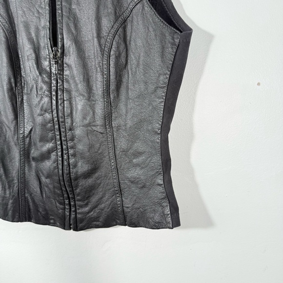Wilson’s Leather Maxima Black Stretch Back V Neck Sleeveless Vest Top Small Y2K - Picture 3 of 10